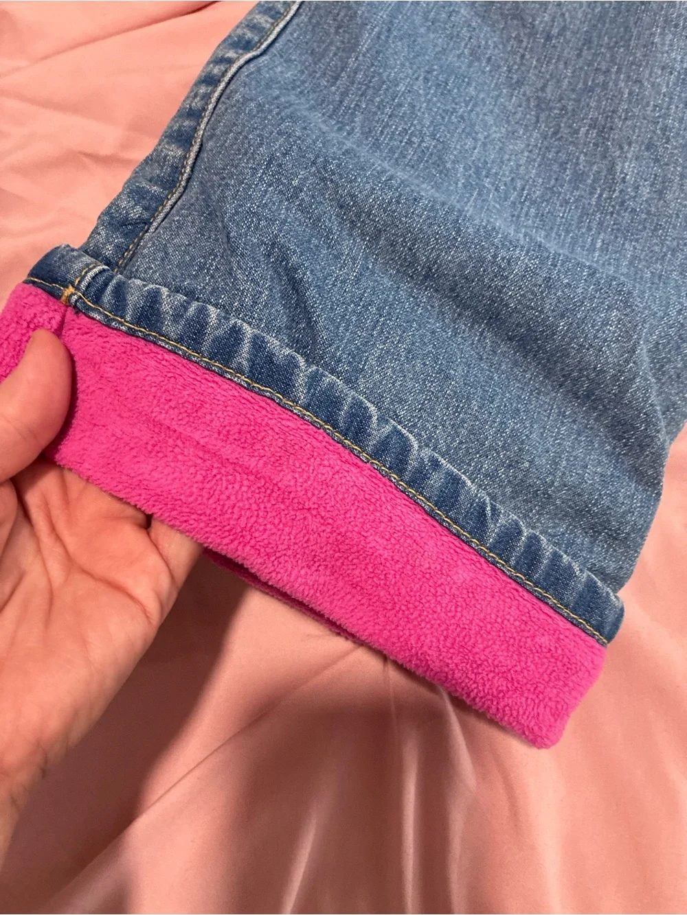 The Children's Place Blue Denim Jeans with Pink Cuffs